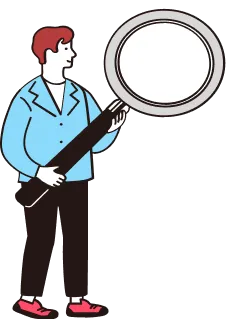 男性が虫眼鏡を持っている様子